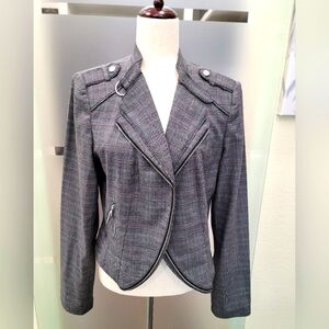 WHBM Grey Plaid Moto Style Fully Lined Blazer sz 14